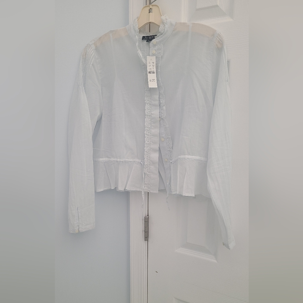 J. Crew Lace-trim cinched-waist top in cotton voile - Picture 6 of 6